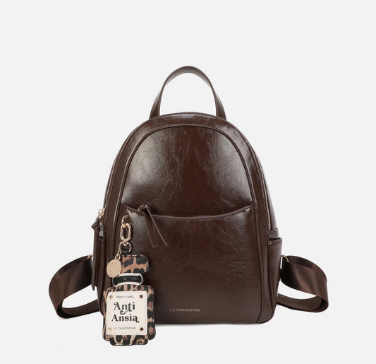 Profumina backpack with removable tag dark brown color