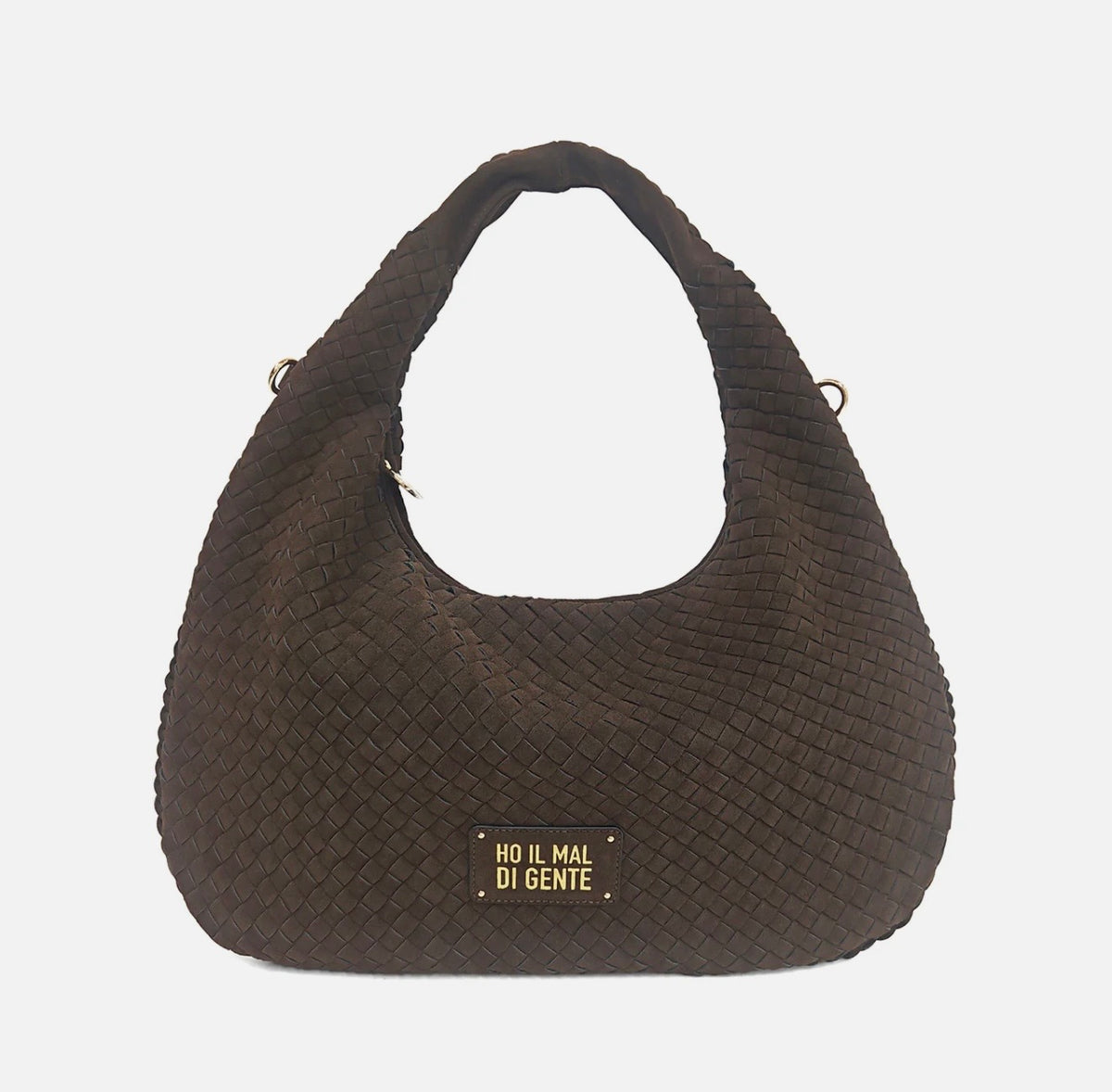Large braided hobo Panama dark brown color
