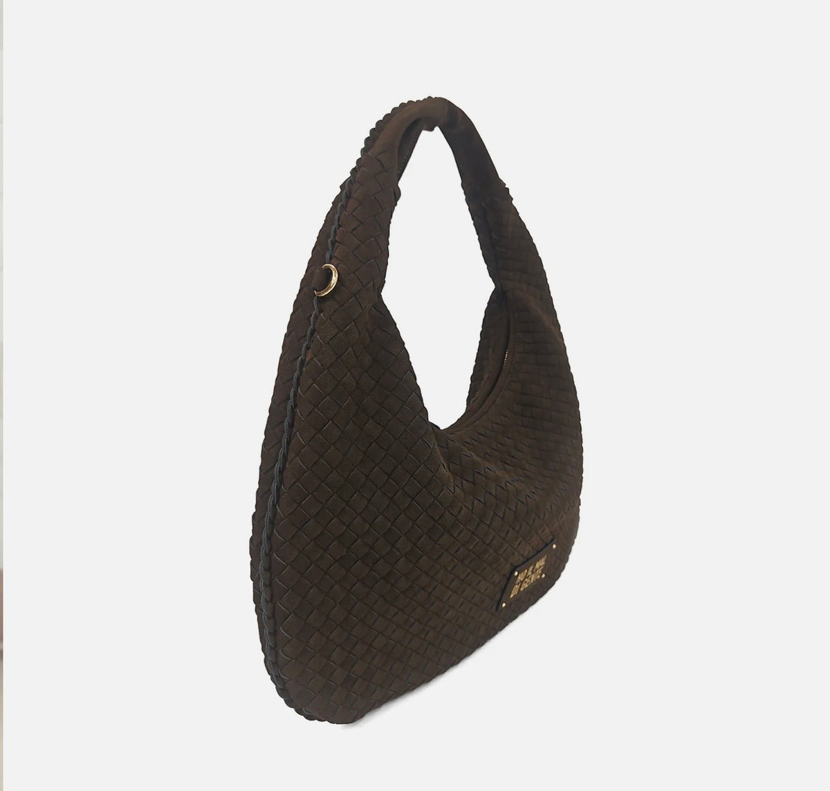 Large braided hobo Panama dark brown color
