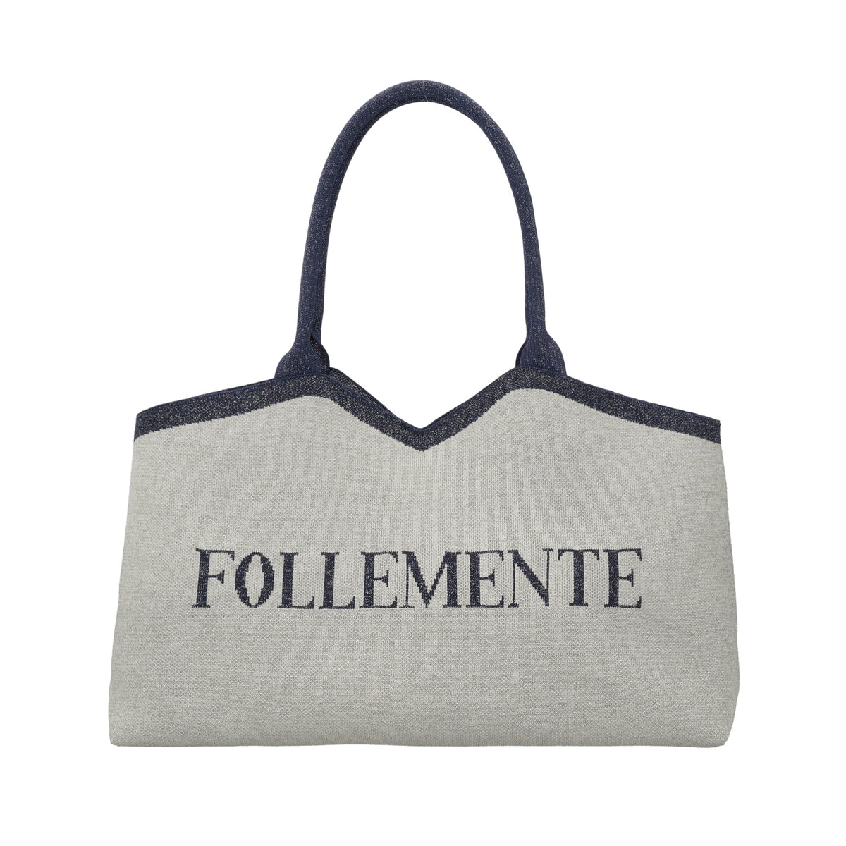 Nina shopping bag in silver geometric fabric ps261b514