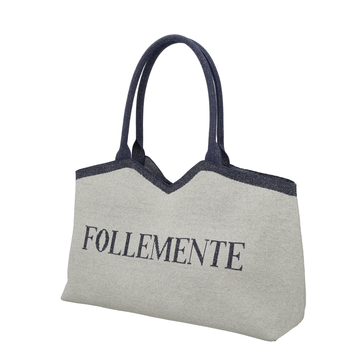 Nina shopping bag in silver geometric fabric ps261b514